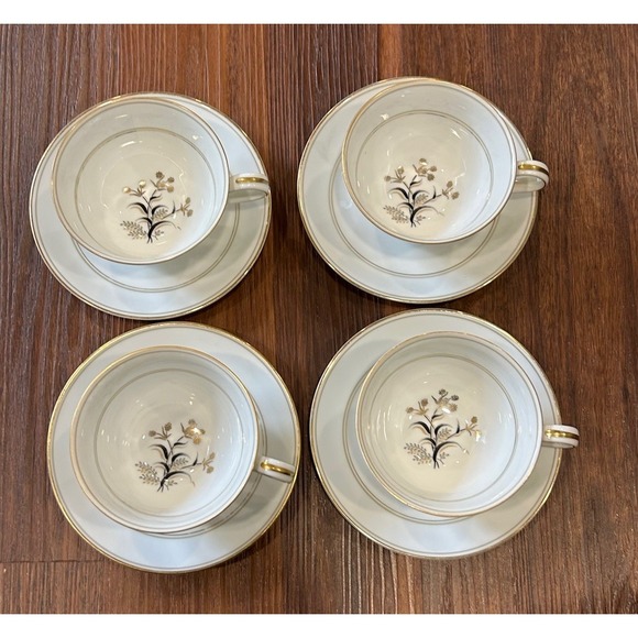 Vintage Noritake China Japan 5521 Winton Floral Pattern Set Of 4 Cup And Saucer - Picture 4 of 10